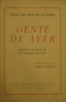 Portada de libro Gente de Ayer, retablillo literario de comienzos de siglo