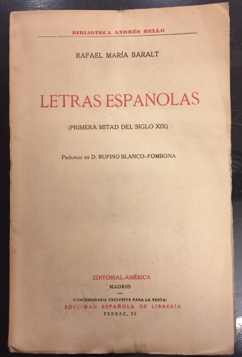 Portada de Letras Espa�olas. (Primera Mitad Del Siglo XIX) - Rafael Mar�a Baralt