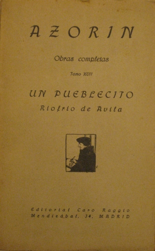 Portada de Un pueblecito. Riofrio de Avila - Azorin