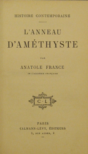 Portada de L' anneau D' Am�thyste - Anatole France