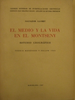 Portada de libro El Medio y La Vida en el Montseny. Estudio Geogr�fico. Premio Men�ndez...