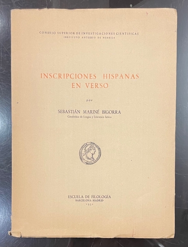 Portada de Inscripciones Hispanas en Verso - Sebasti�n Marin� Bigorra