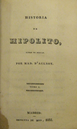 Portada de Historia de Hipolito, Conde de Duglas. - Mad D�Aulnoy