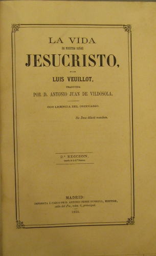 Portada de Vida de Jesucristo - Luis Veuillot