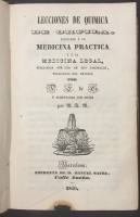 Portada de libro Lecciones de Qu�mica de Orfila, aplicadas � la Medicina Pr�ctica y �...