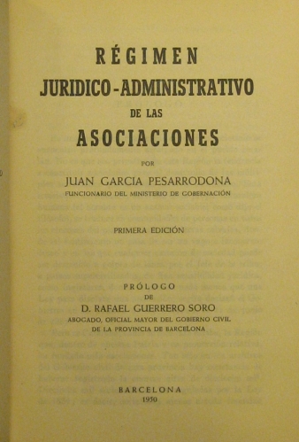 Portada de R�gimen Juridico-Administrativo De Las Asociaciones - Juan Garc�a Pesarrodona