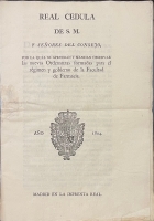 Portada de libro Real Cedula de S. M, y Seores del Consejo por la Qual se aprueban y...
