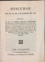 Portada de libro Discurso que en el d�a 6 de febrero de 1825 dijo D. Pedro Tiburcio...