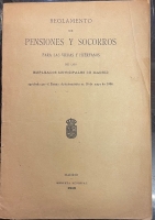 Portada de libro Reglamento de Pensiones y Socorros para las viudas y hu�rfanos de los...