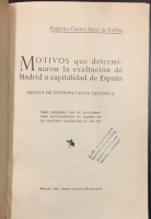 Portada de libro Motivos que determinaron la exaltaci�n de Madrid a capitalidad de...