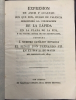 Portada de libro Expresi�n de Amor y Lealtad con que esta Ciudad de Valencia solemniz�...