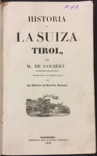 Portada de Historia de La Suiza y Tirol - De Golbery
