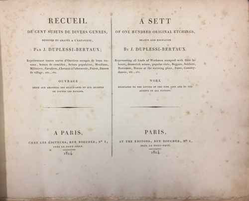 Portada de Recueil de Cent Sujets de Divers Genres, dessin�s et grav�s a L'eau Forte. A Sett of One Hundred Original Etchings Drawn and Engraved - J. Duplessi-Bertaux
