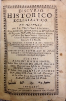 Portada de libro Discurso Hist�rico Eclesi�stico en defensa de la tradici�n leg�tima...