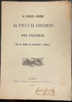 Portada de libro Al Folleto An�nimo El Papa y El Congreso Dos Palabras por el Obispo de...