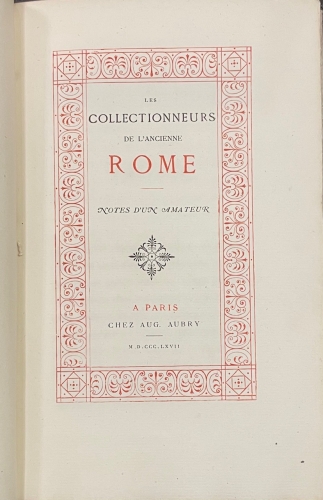 Portada de Les Collectionneurs de L'Ancienne Rome. Notes d'un amateur