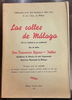 Portada de libro Las calles de M�laga. De su historia y de su ambiente. Primera serie...