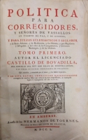 Portada de libro Pol�tica para Corregidores y Se�ores de Vassallos, en Tiempos de Paz y...