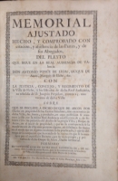 Portada de libro Memorial Ajustado Hecho y Comprobado con citaci�n y asistencia de las...