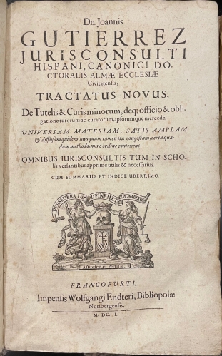 Portada de Tractatus Novus - Joannis Gutierrez