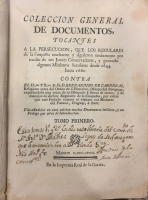 Portada de libro Colecci�n General de Documentos tocantes a la Persecuci�n, que los...