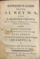 Portada de libro Representaci�n Hecha al Rey N.S. por D. Francisco Carrasco, de su...
