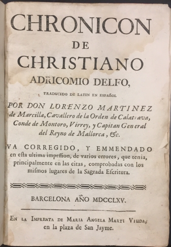 Portada de Chronicon de Christiano  - Adricomio Delfo