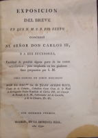 Portada de libro Exposici�n del Breve en que N.M.S.P. Pio Sexto concedi� al Se�or Don...