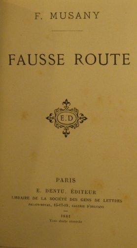 Portada de Fausse Route - F. Musany