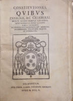 Portada de libro Constitutiones, Quibus Insigne, ac Celeberrimum D. Iacobi Zebedaei...