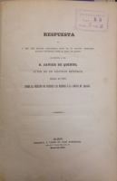 Portada de libro Respuesta que � Don Jos� Santisteban, autor de un folleto intitulado...