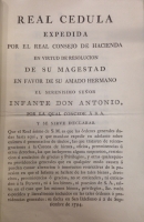 Portada de libro Real Cedula expedida por el Real Consejo de Hacienda en virtud de...