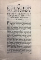 Portada de libro Relaci�n de Servicios de Don Francisco de Angulo, Ministro de Marina...