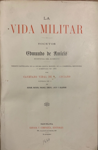 Portada de La Vida Militar - Edmundo de Amicis