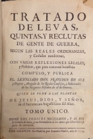 Portada de libro Tratado de Levas, Quintas y Reclutas de Gente de Guerra, seg�n las...