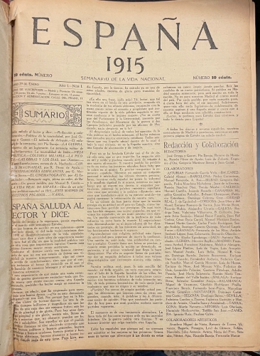 Portada de Espa�a. Semanario de la Vida Nacional. A�o 1915
