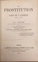 Portada de libro La Prostitution a Paris et a Londres 1789-1871