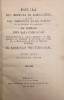 Portada de libro Escuela del Recluta de Caballeria, que para Instrucci�n de los Cuerpos...