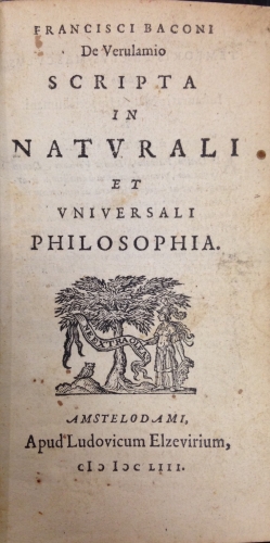 Portada de Scripta in Naturali et Universali Philosophia - Francisci Baconi. Francis Bacon