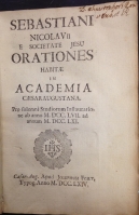 Portada de libro Orationes Habitae in Academia Caesaraugustana