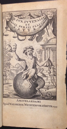 Portada de D. Iun. Iuvenalis et Auli Persii Flacci. Satyrae - J. Juvenalis. Auli Persii (Junio Juvenal, Aulio Persio Flaco)