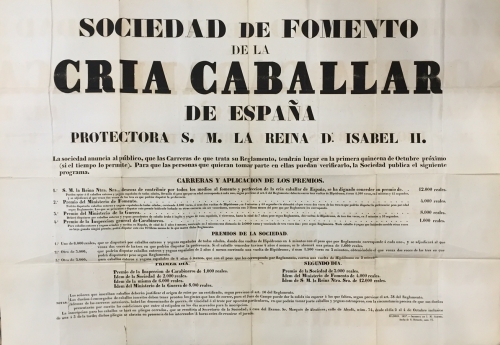 Portada de Sociedad de Fomento de la Cria Caballar de Espa�a protectora de S.M. La Reina D�. Isabel II