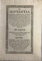 Portada de libro Sententia Facta per Admodum per Ilustrem Doctorem D�m. D. Iosephum de...