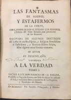 Portada de libro Las Fantasmas de Madrid y Estafermos de la Corte, obra donde se dan al...