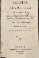 Portada de libro Poes�as Escogidas. Con un discurso sobre la Oda por Marmontel