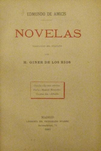 Portada de Novelas. Camila. La Casa Paterna. Furio. Manuel Menendez. Un Gran Dia. Alberto - Edmundo De Amicis