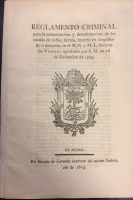 Portada de libro Reglamento Criminal para la Sustentaci�n y Determinaci�n de las Causas...