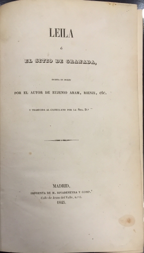 Portada de Leila � El Sitio de Granada - Edward Bulwer-Lytton