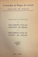 Portada de libro Comunidad de Riegos de Levante (Izquierda del Segura). Ordenanzas....