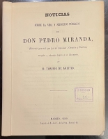 Portada de libro Noticias sobre la Vida y Servicios P�blicos de Don Pedro Miranda,...